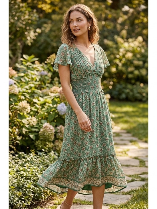 Max Studio Dresses & Skirts - Max Studio Green Floral Midi Dress